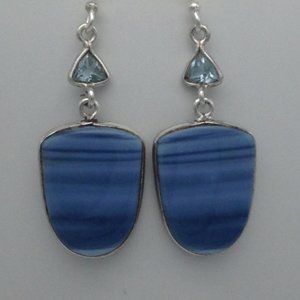 Rare Owyhee Opal earrings & light blue Topaz